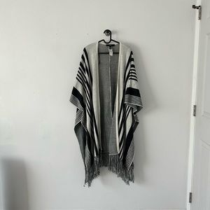 Forever 21 Striped Shawl Sweater Fringe
